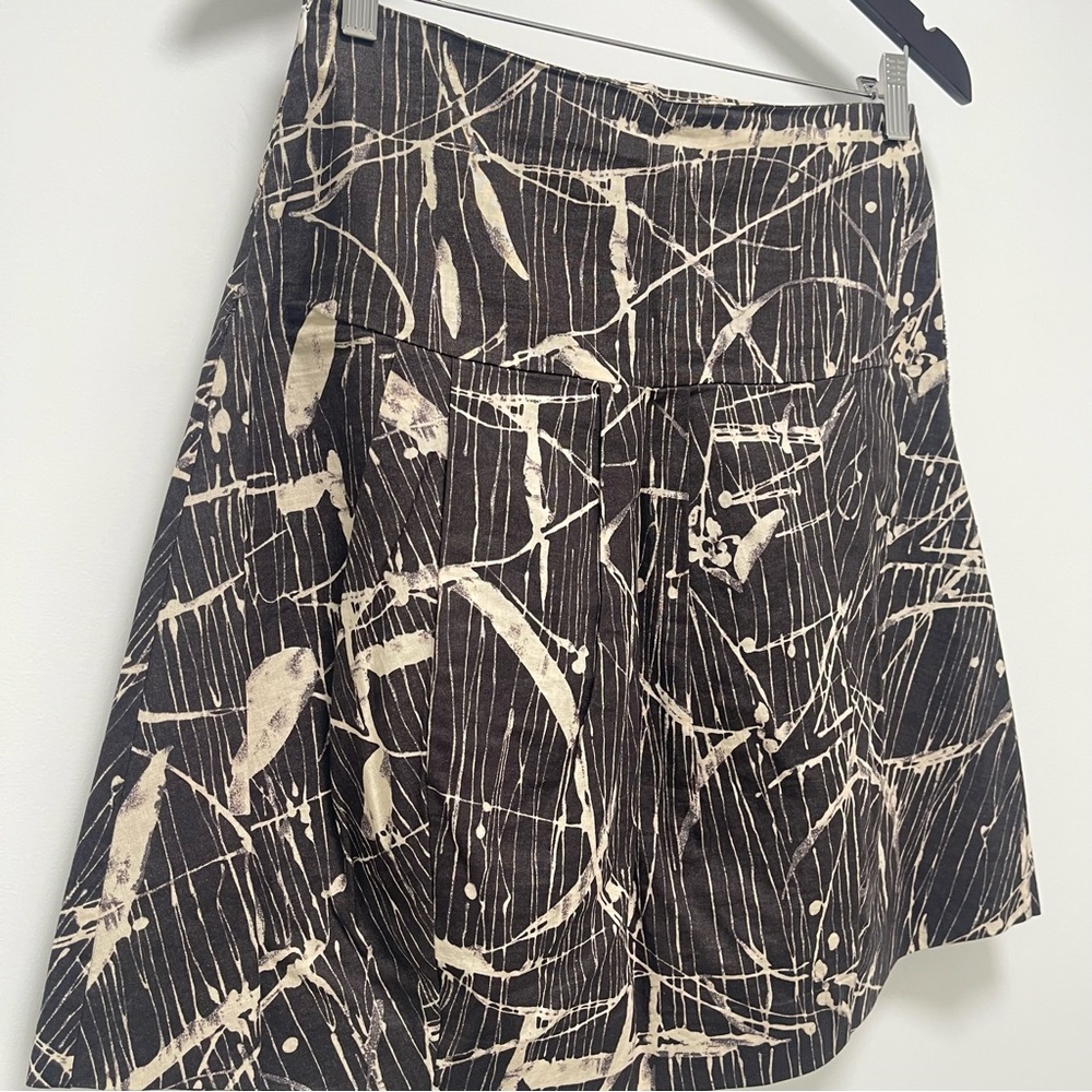 Marni Abstract Printed Pleated Black Cream A-Line Skirt Size IT 40 US 4 - Picture 7 of 12